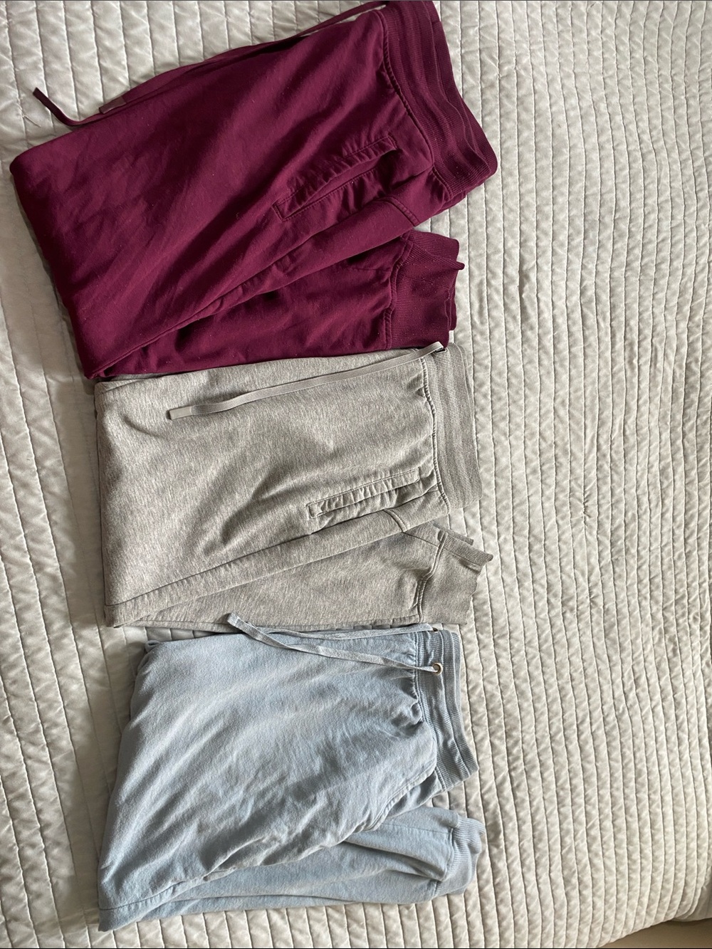 Drawstring Jogger/Sweatpants Bundle - Burgundy, Gray & Light Blue - Picture 8 of 10